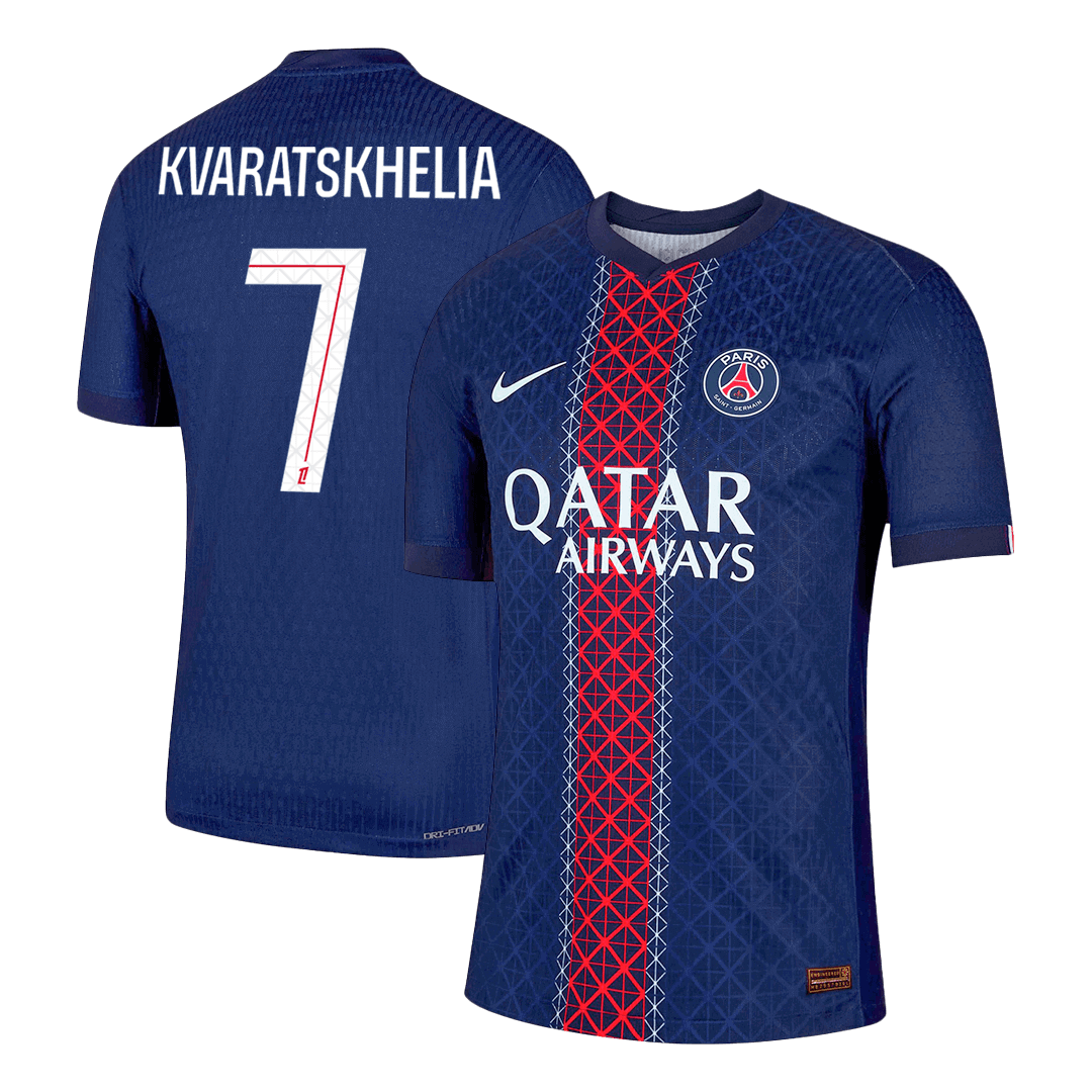Autêntico KVARATSKHELIA #7 PSG Casa Futebol Camisas 2025/26 Marinha