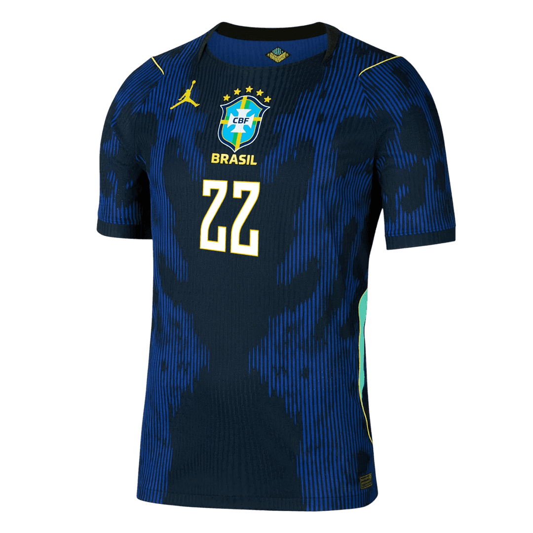 Versão do Jogador JOÃO PEDRO #22 Brazil Fora Copa do Mundo Futebol Camisas 2026 Marinha