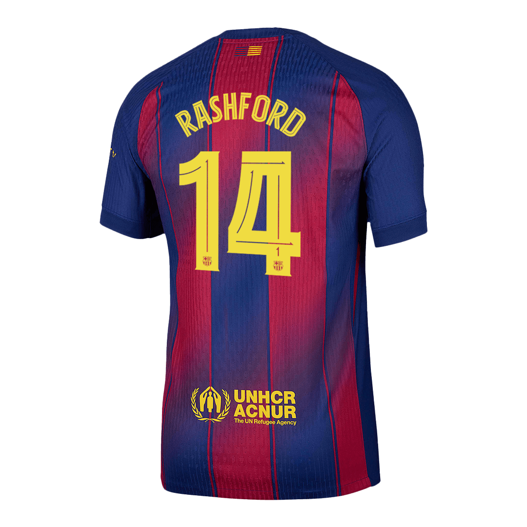 Autêntico RASHFORD #14 Barcelona Casa UCL Futebol Camisas 2025/26