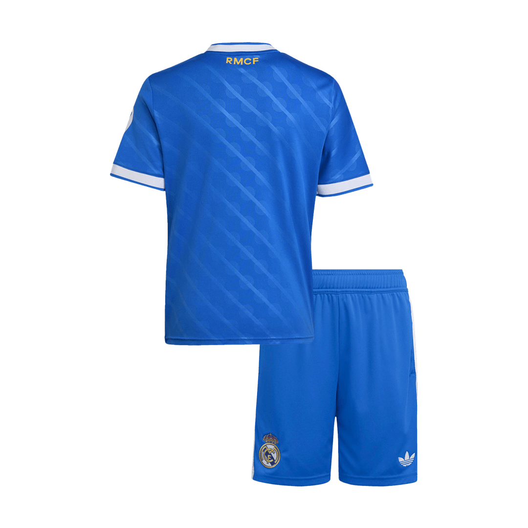 Real Madrid Infantil Fora Terceira Conjunto (Camisa + Calção) 2025/26 Azul