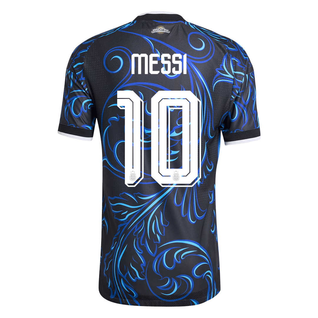 Versão do Jogador MESSI #10 Argentina Fora Copa do Mundo Futebol Camisas 2026 Preto