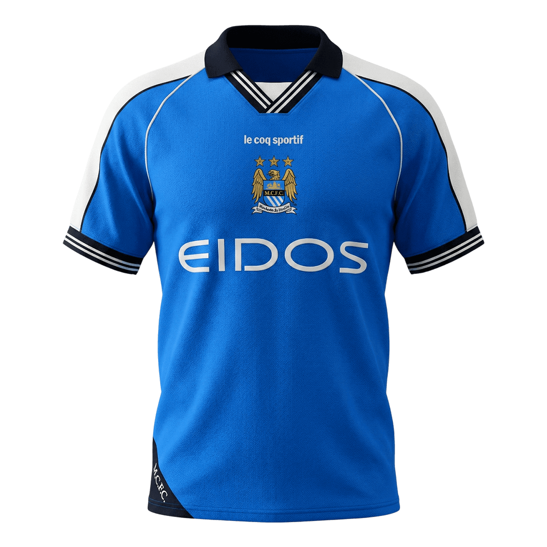 Retrô Manchester City Casa Camisa 1999/01 Azul