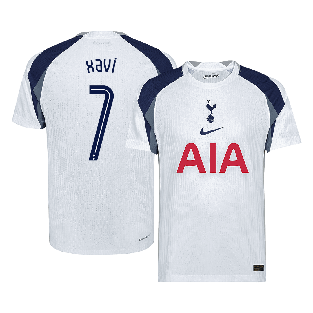 Autêntico XAVI #7 Tottenham Hotspur Casa UCL Futebol Camisas 2025/26 Branco - UCL