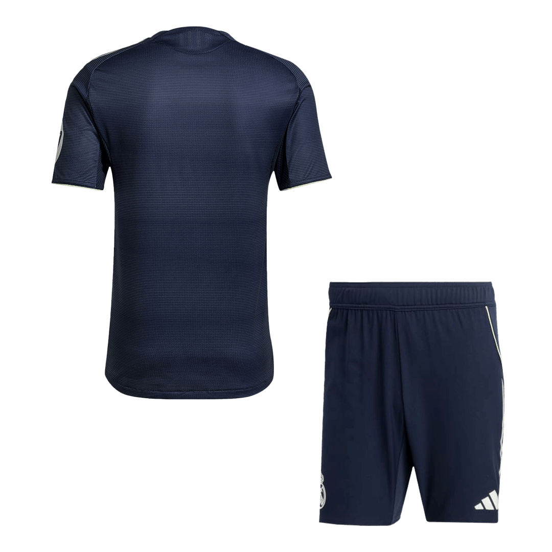 Autêntico Real Madrid Fora Camisa Conjunto (Camisola + Calções) 2025/26- Marinha