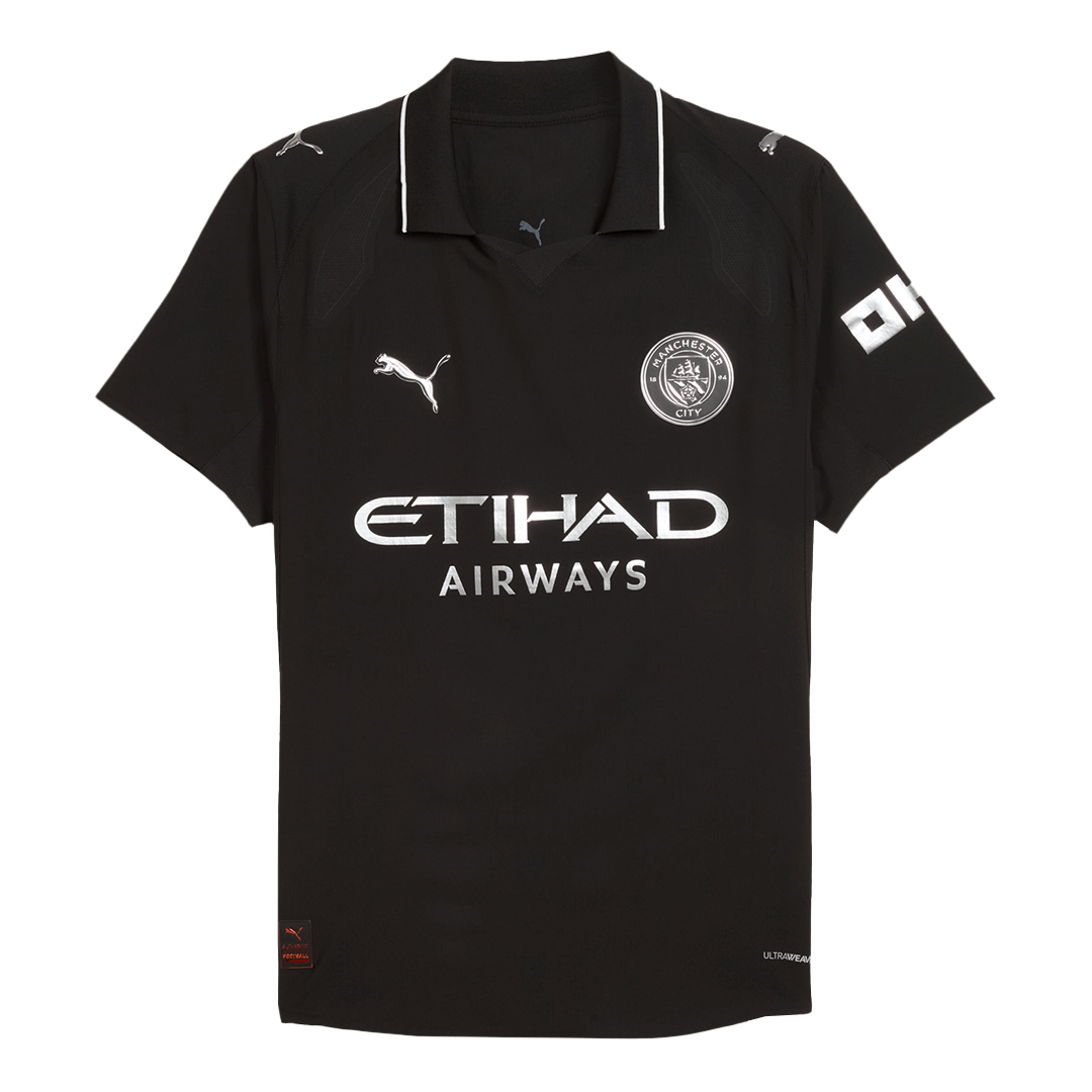 Jogador REIJNDERS #4 Manchester City Fora Futebol Camisas 2025/26 Preto