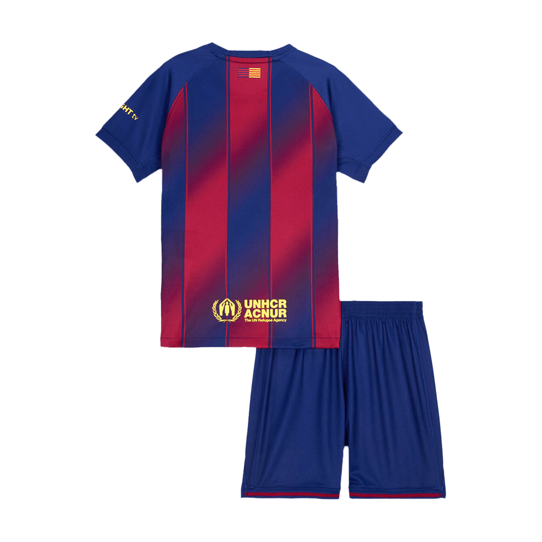 Barcelona
Casa
Camisas Infantis
Conjunto 2025/26
Piros-Kék