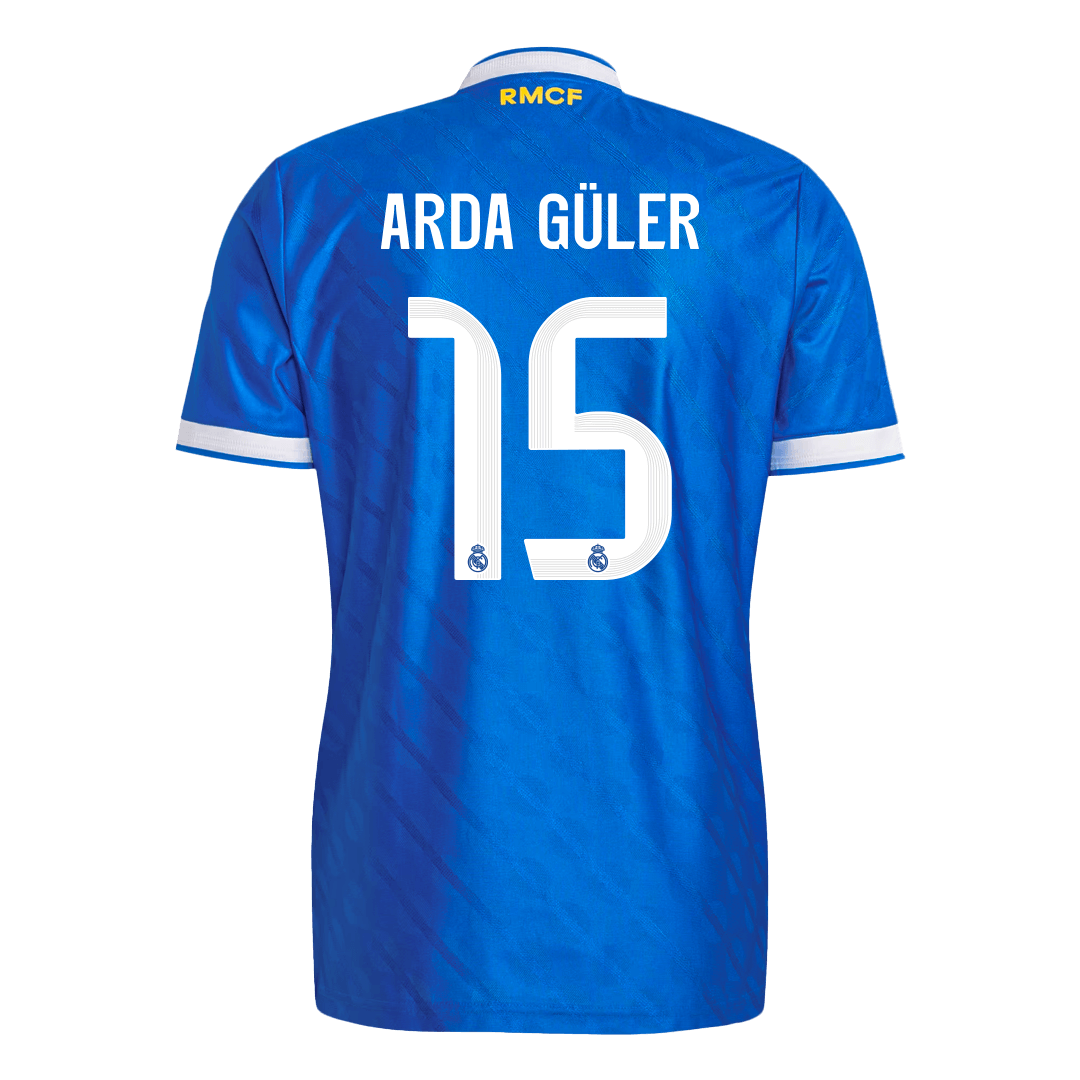Jogador ARDA GÜLER #15 Real Madrid Fora Terceira Futebol Camisas 2025/26 Azul