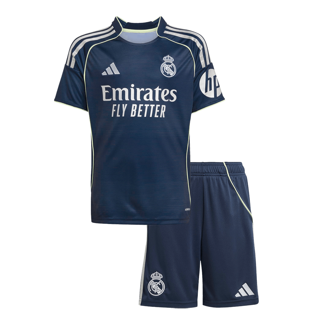 Real Madrid Fora Camisola Infantil Kit 2025/26