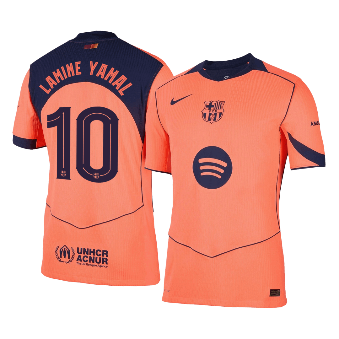 Autêntico LAMINE YAMAL #10 Barcelona Fora Terceira UCL Futebol Camisas 2025/26