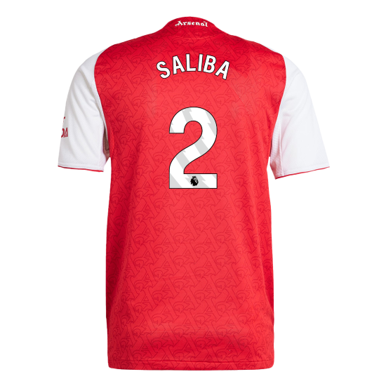 Autêntico SALIBA #2 Arsenal Casa Futebol Camisas 2025/26 Vermelho