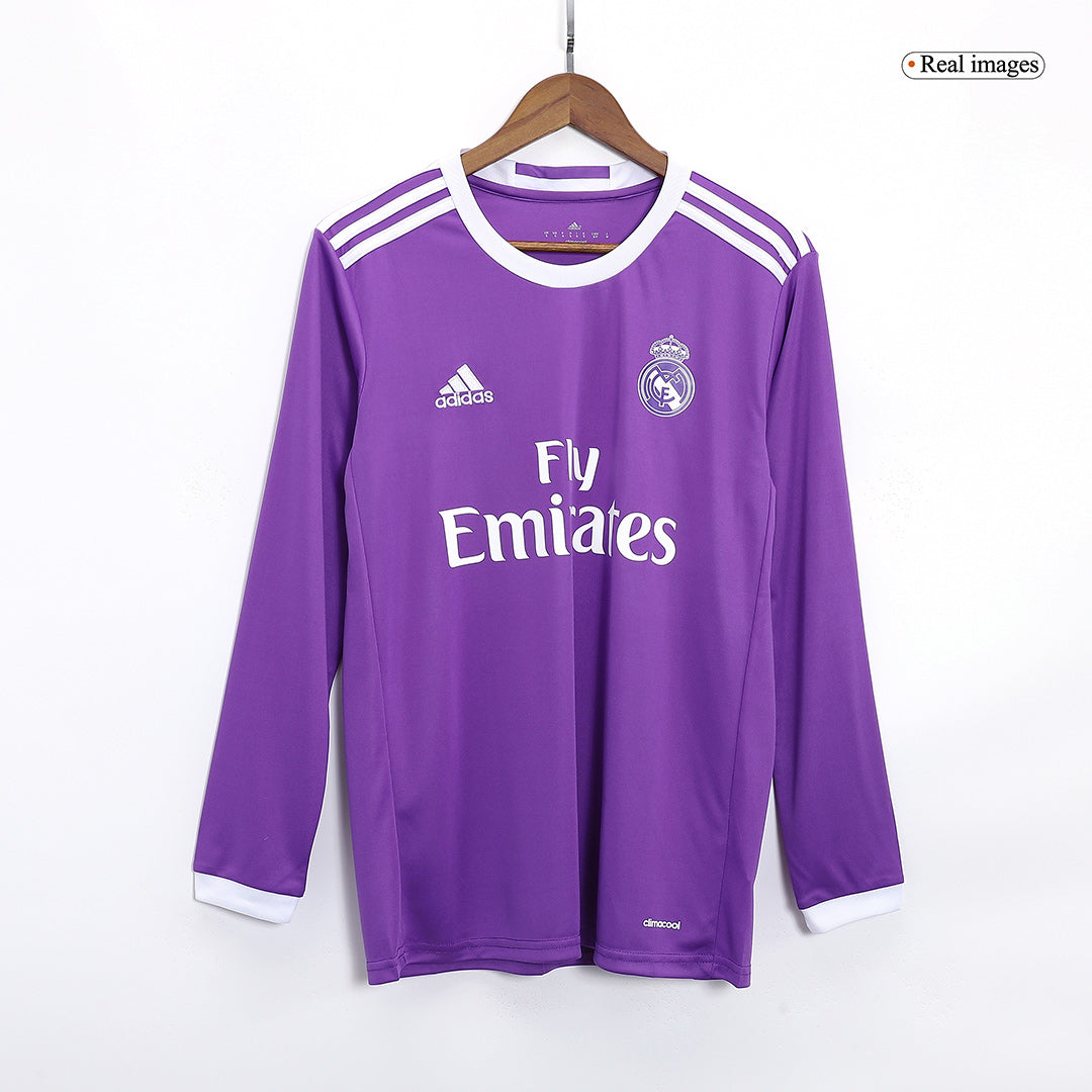 Camiseta retro de fútbol Benzema #9 del Real Madrid (visitante, manga larga, 2016/17)