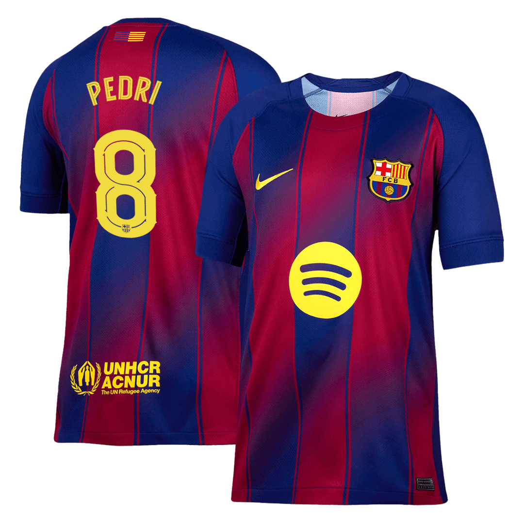 PEDRI #8 Barcelona Casa Camisa 2025/26- Vermelho&Azul