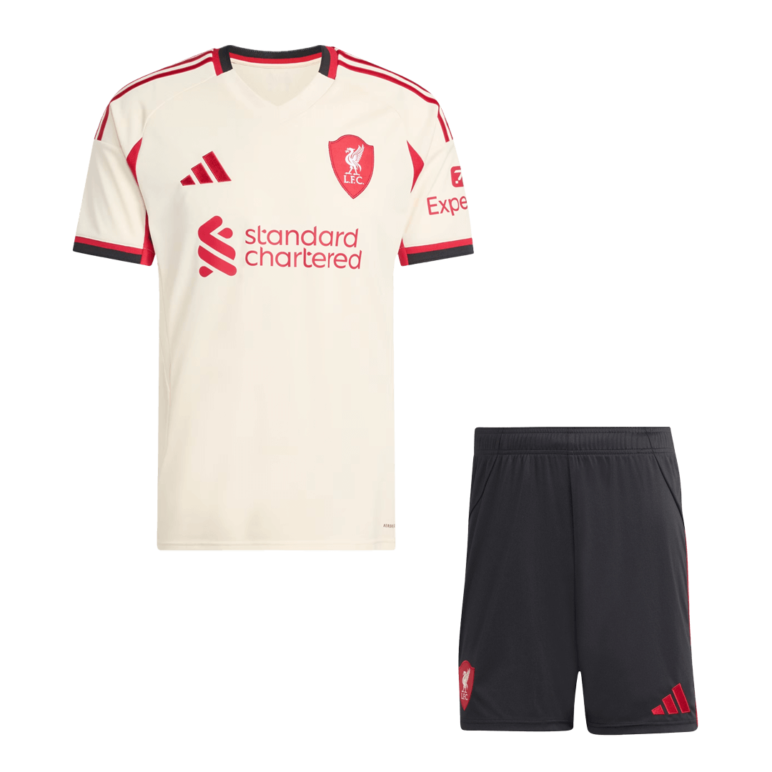 Liverpool Fora Camisa Conjunto (Camisola + Calções) 2025/26- Branco