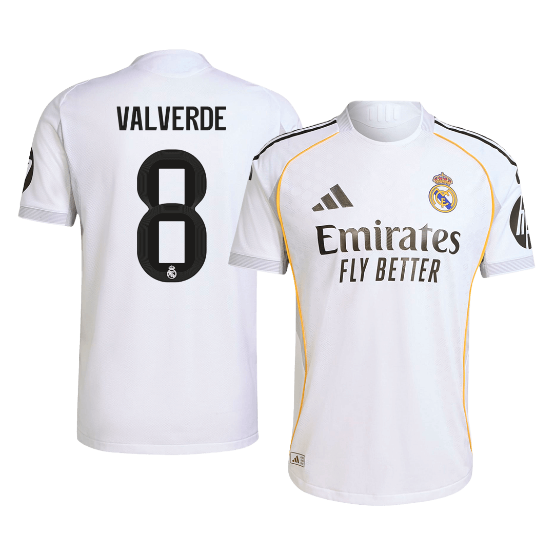 Autêntico VALVERDE #8 Real Madrid Casa Futebol Camisas 2025/26 Branco