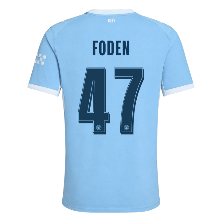 Versão do Jogador FODEN #47 Manchester City Casa Futebol Camisas 2026/27 Azul - UCL