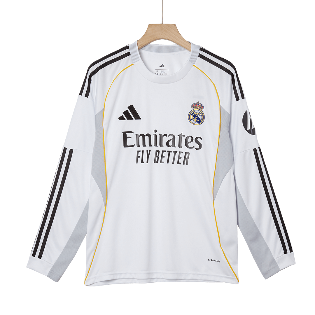Real Madrid Home Long Sleeve Soccer Jersey 2025/26 White