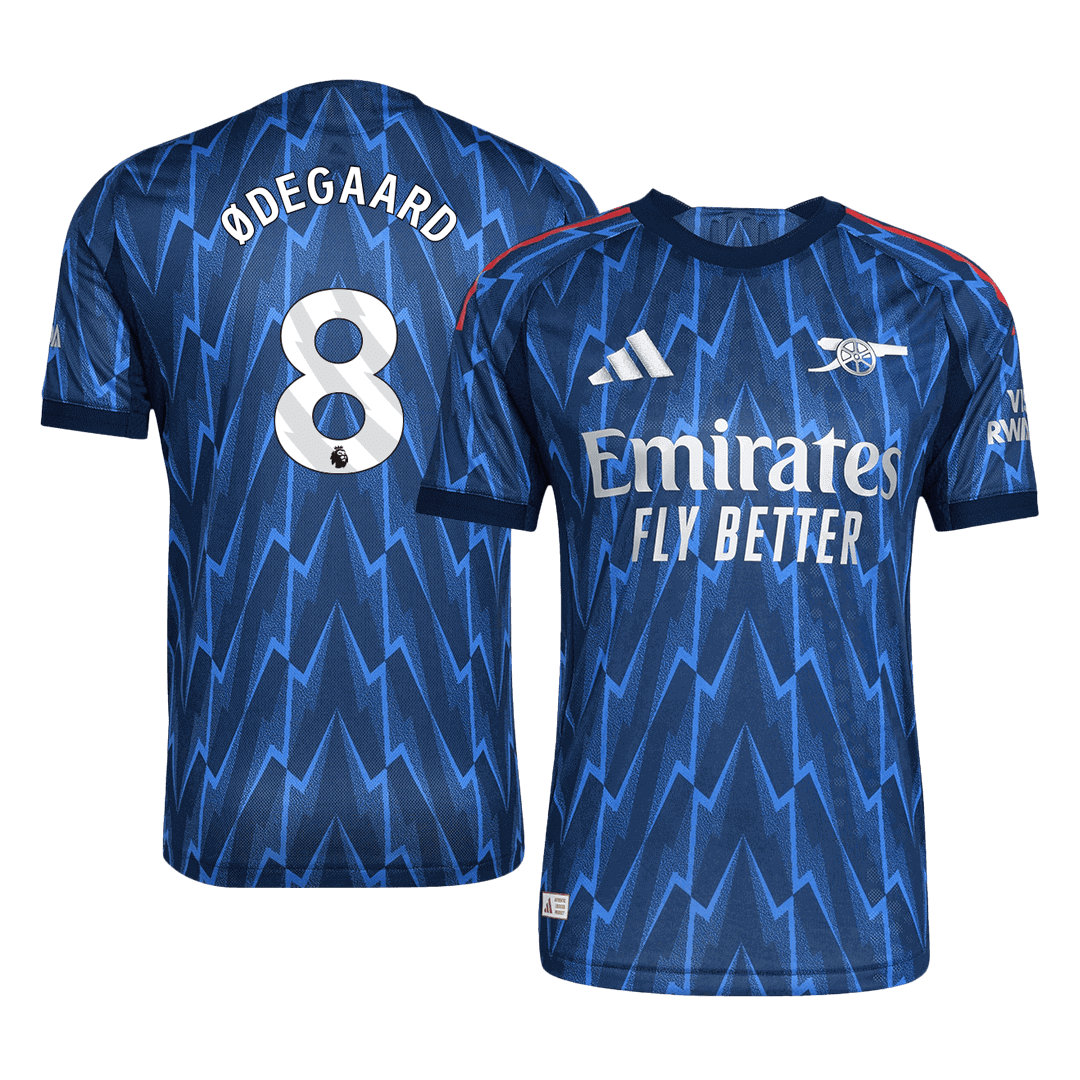 Autêntico ØDEGAARD #8 Arsenal Fora Futebol Camisas 2025/26 Azul