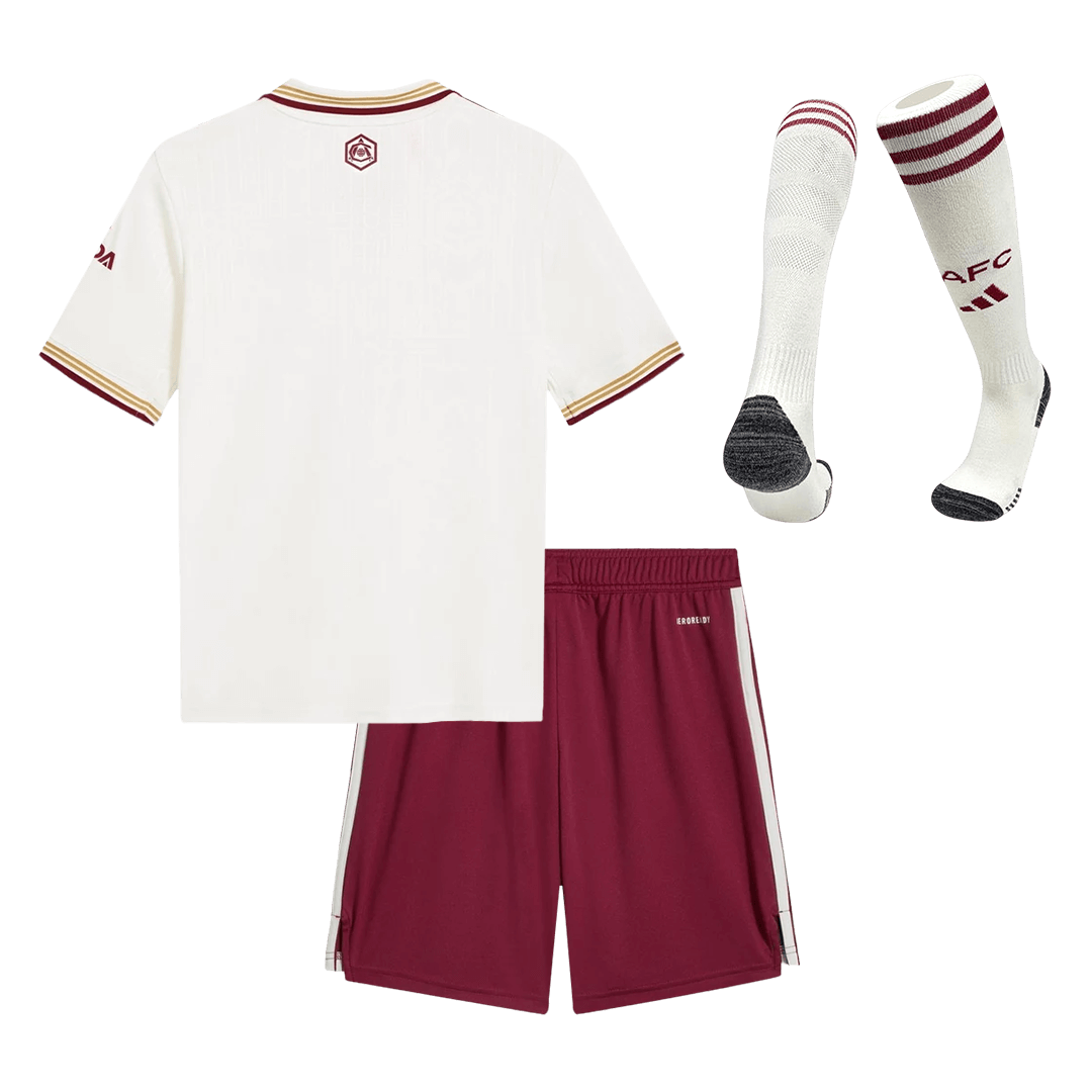 Arsenal Infantil
Fora Terceira Futebol Camisa Conjunto (Camisa+Shorts+Meias) 2025/26 Branco