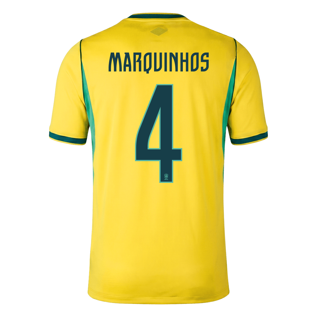 MARQUINHOS #4 Brazil Casa Copa do Mundo Camisa 2026 Amarelo