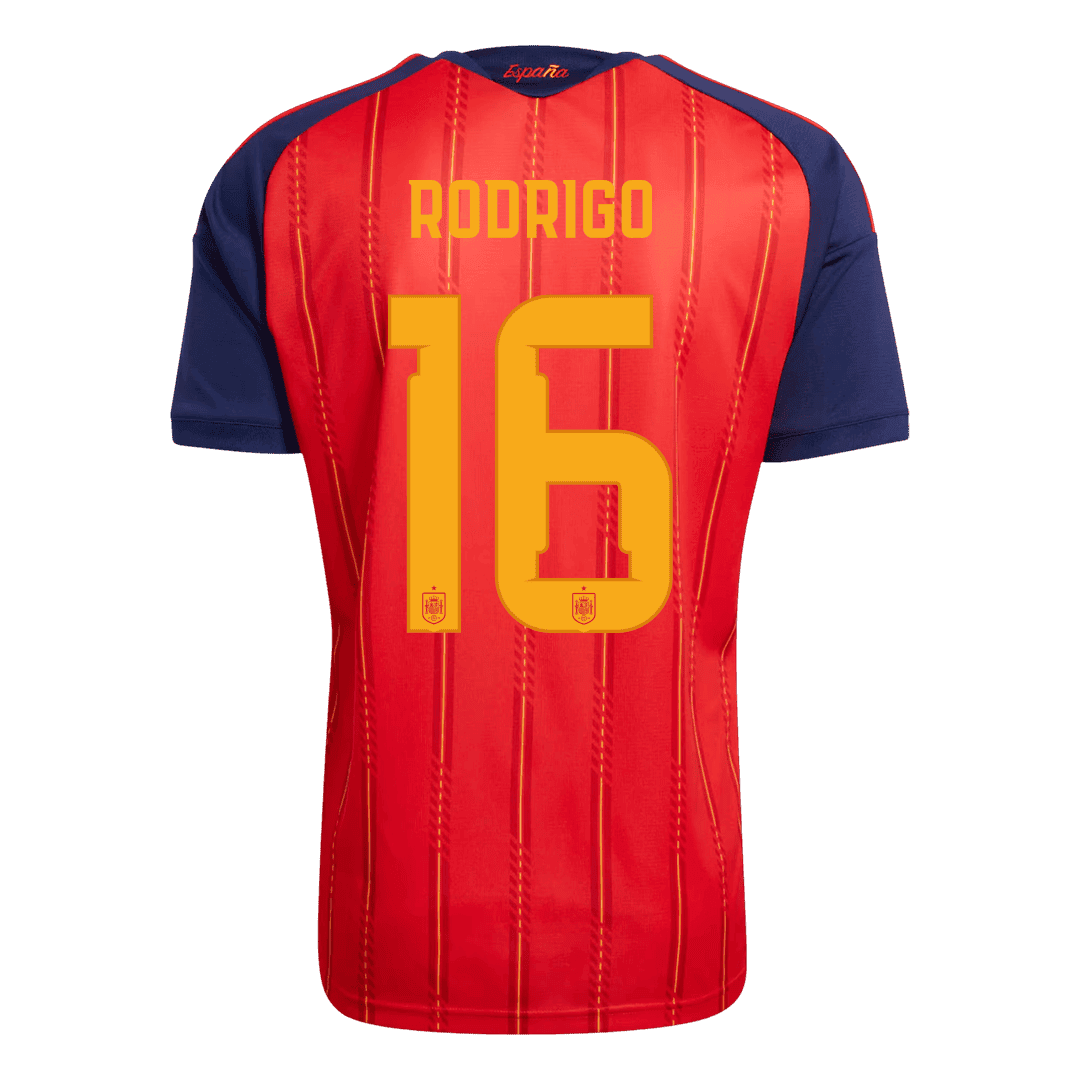 Versão do Jogador RODRIGO #16 Spain Casa Copa do Mundo Futebol Camisas 2026 Vermelho