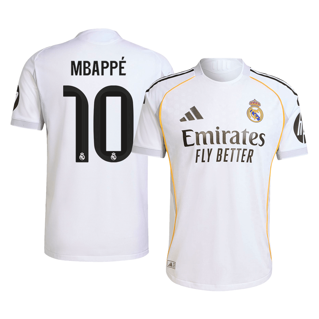 Autêntico MBAPPÉ #10 Real Madrid Casa Futebol Camisas 2025/26 Branco