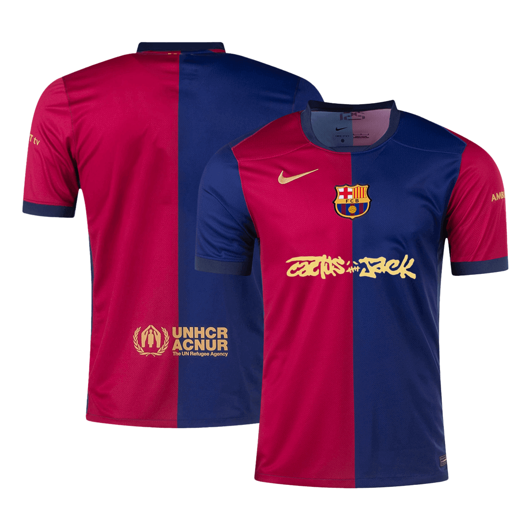 Camisola de futebol personalizada Barcelona vs Travis Scott, camisola principal, 2024/25