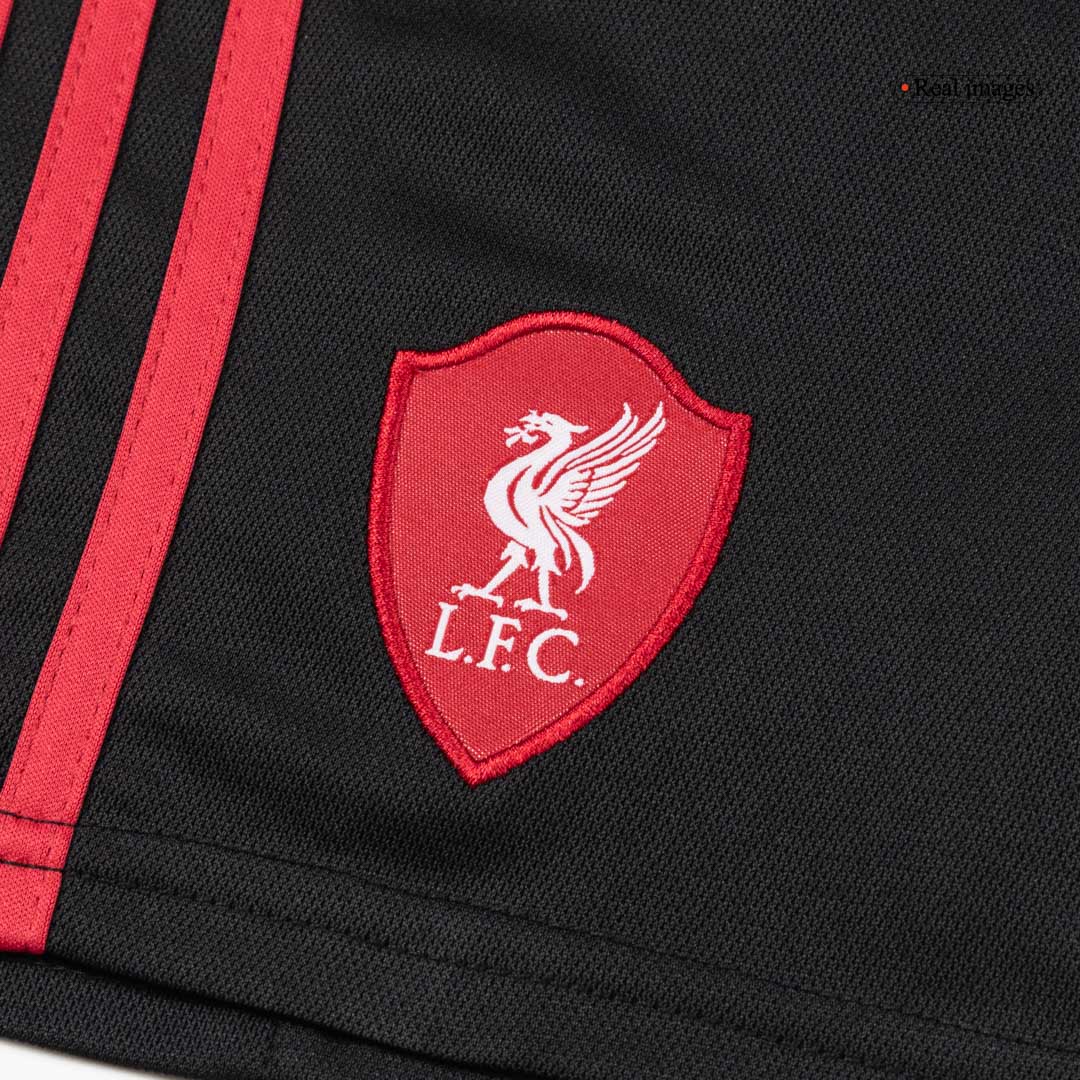 Liverpool Infantil Fora Futebol Camisa Conjunto (Camisa + Calção + Meias) 2025/26 Branco