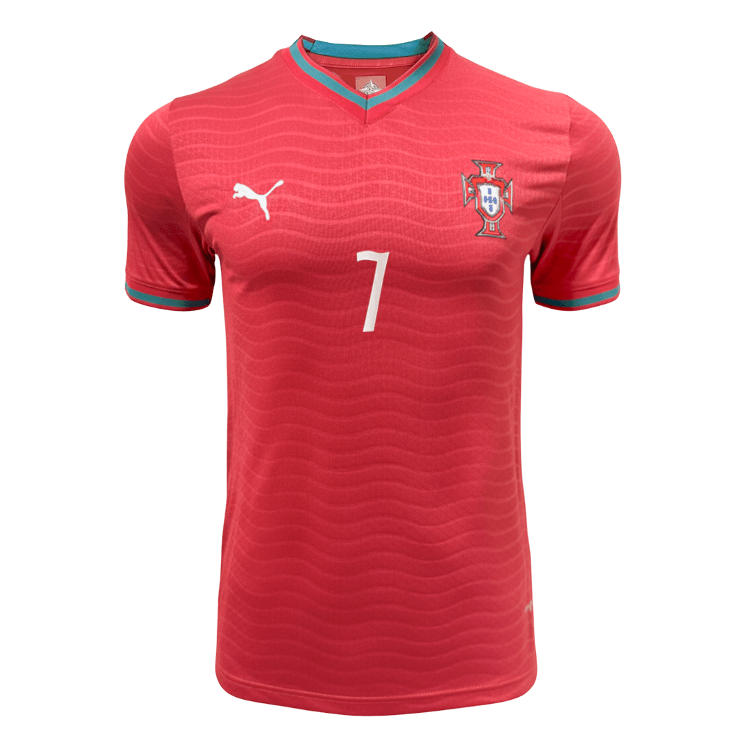 Versão do Jogador RONALDO #7 Portugal Casa World Cup Futebol Camisas 2026 Vermelho