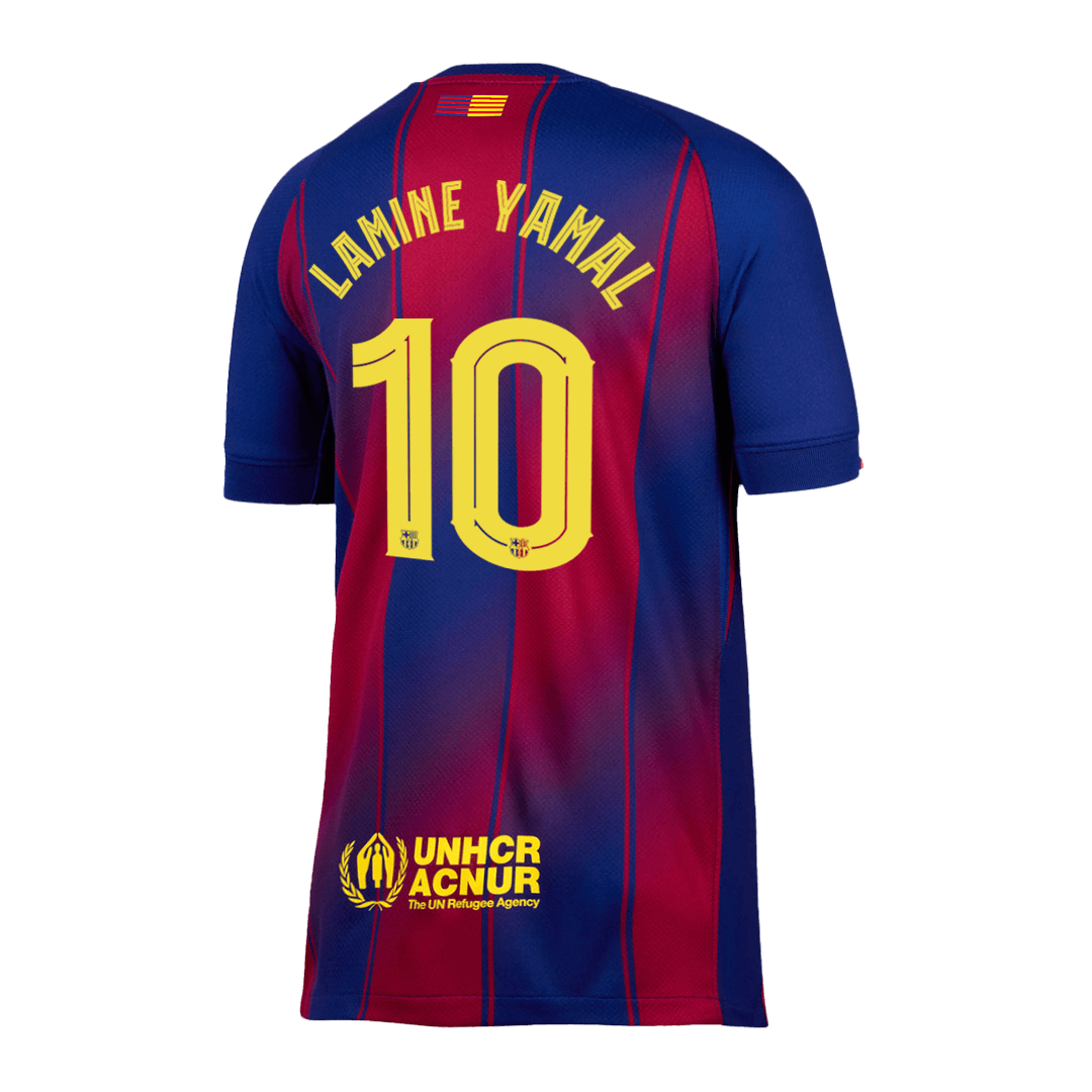 LAMINE YAMAL #10 Barcelona Casa Camisa 2025/26- Vermelho&Azul
