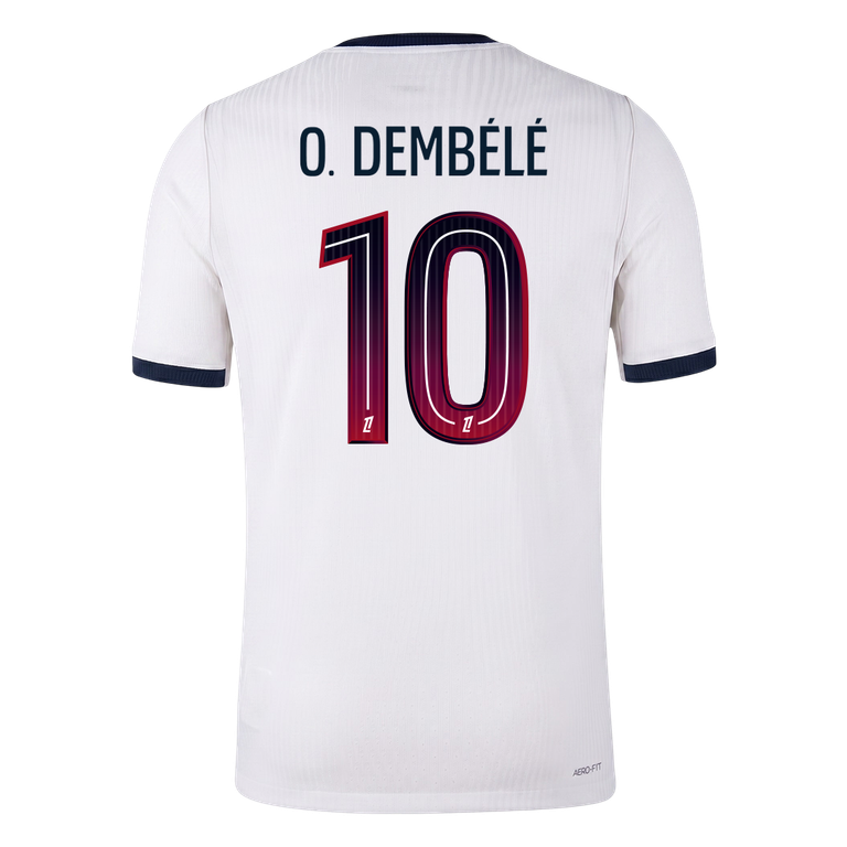 Versão do Jogador O. DEMBÉLÉ #10 PSG Fora Futebol Camisas 2026/27 Branco