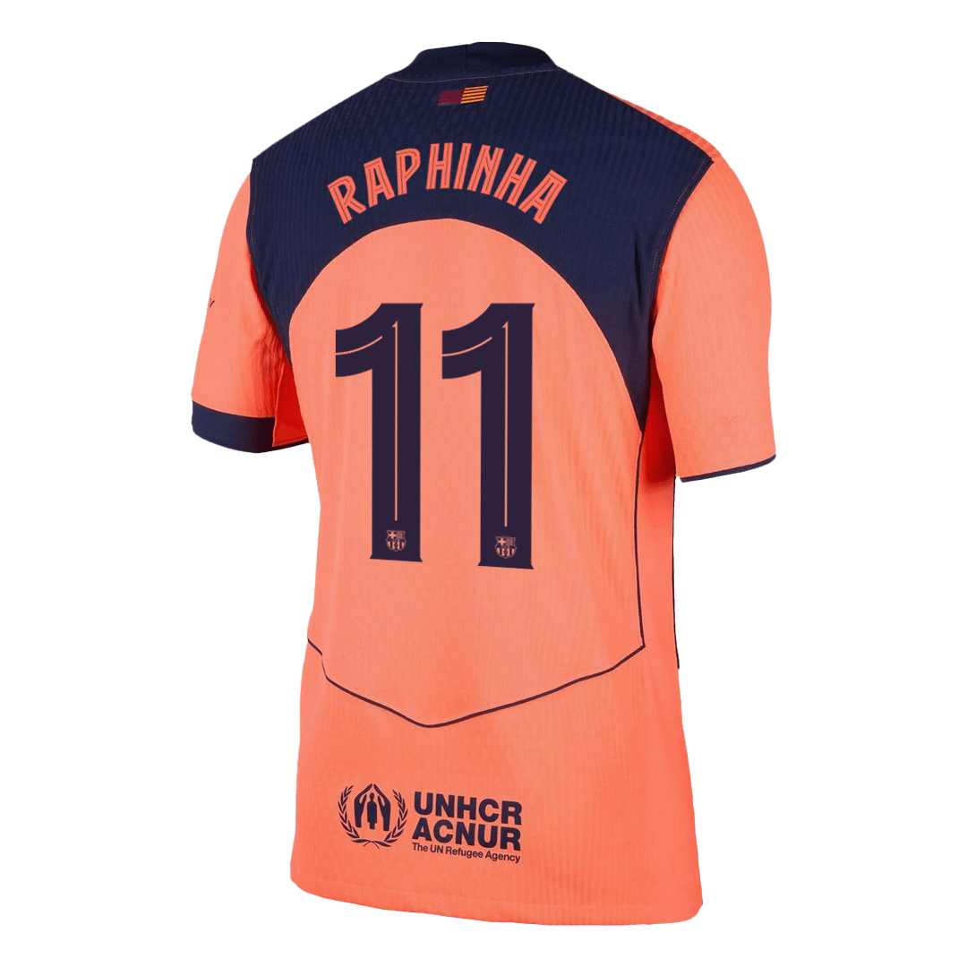 Autêntico RAPHINHA #11 Barcelona Fora Terceira UCL Futebol Camisas 2025/26