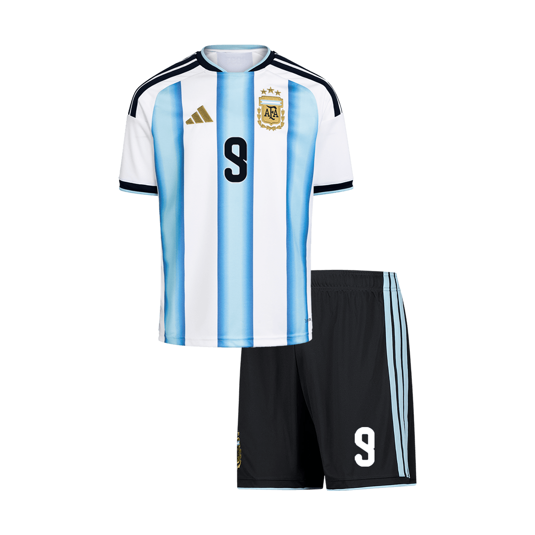 J.ÁLVAREZ #9 Argentina Infantil Casa Copa do Mundo Conjunto(Camisa+Calção) 2026