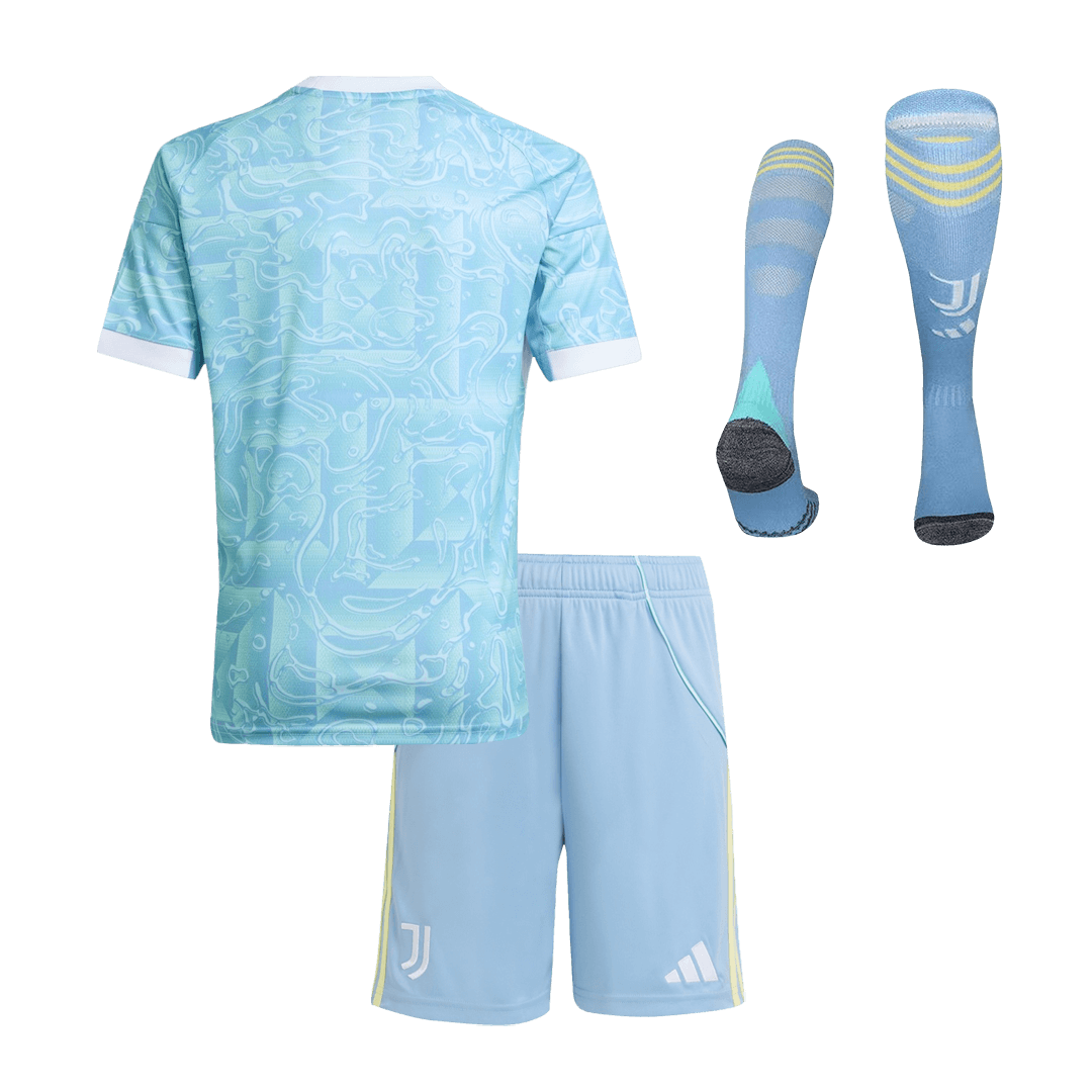 Juventus Infantil Fora Futebol Camisa Conjunto (Camisa + Calção + Meias) 2025/26 Azul
