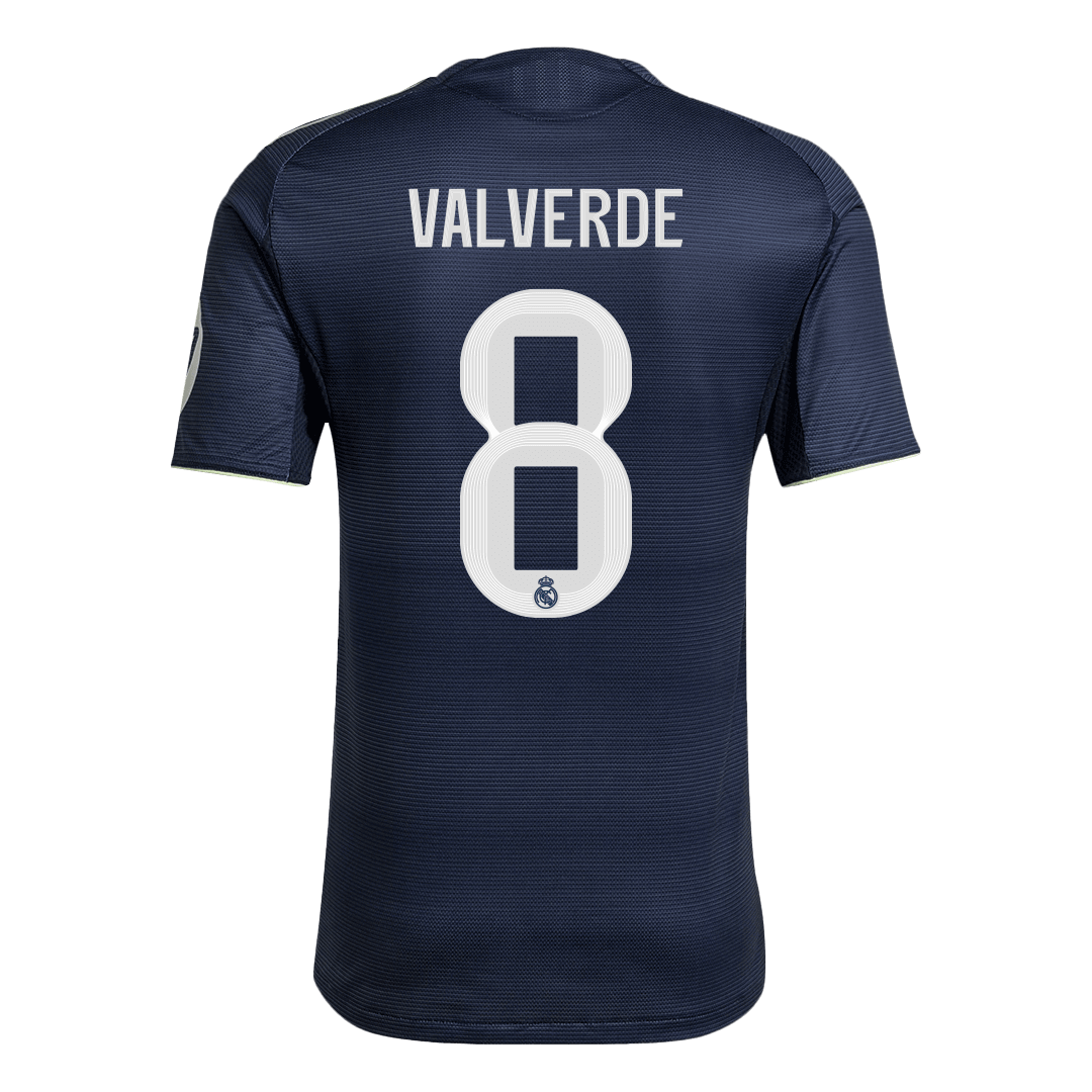Autêntico VALVERDE #8 Real Madrid Fora Futebol Camisas 2025/26 Marinha