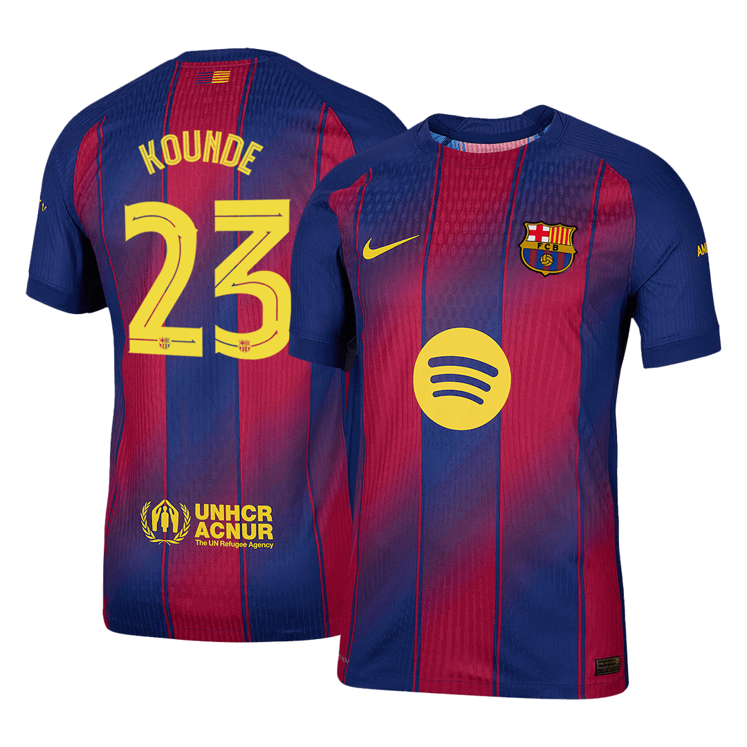 Autêntico KOUNDE #23 Barcelona Casa UCL Futebol Camisas 2025/26 - UCL