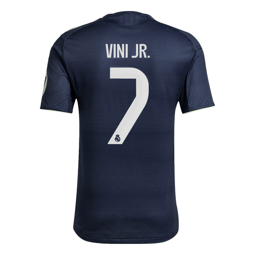 Autêntico VINI JR. #7 Real Madrid Fora Futebol Camisas 2025/26 Marinha