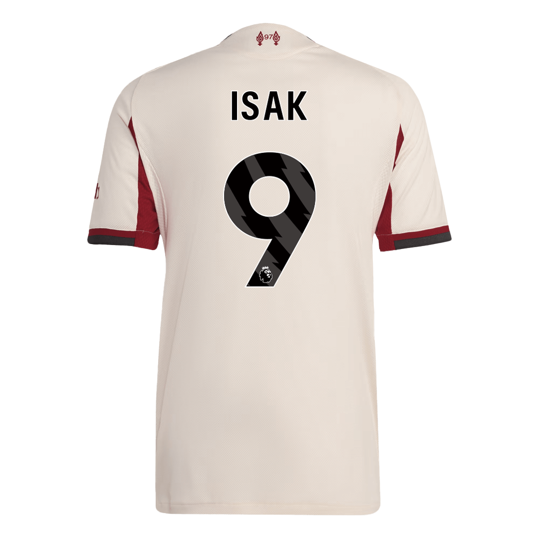Autêntico ISAK ##9 Liverpool Fora Futebol Camisas 2025/26 Branco