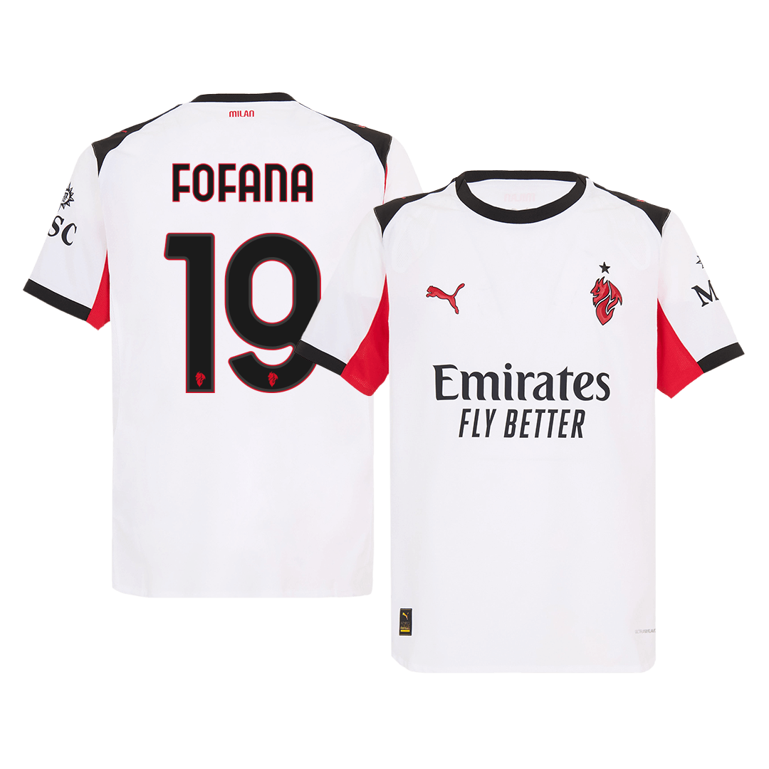 Autêntico FOFANA #19 AC Milan Fora Futebol Camisas 2025/26 Branco