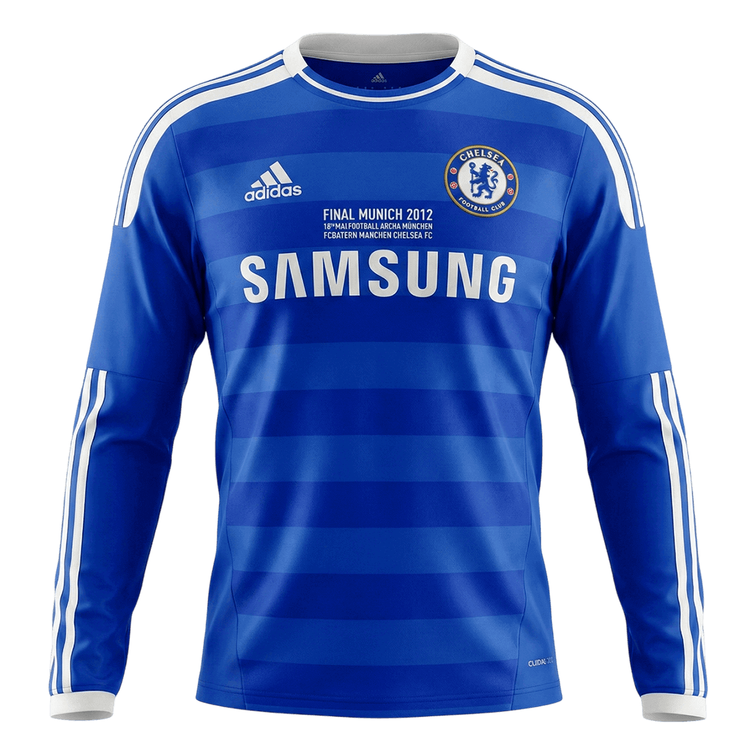 Retrô Chelsea Casa Manga Longa Camisa 2011/12 Azul
