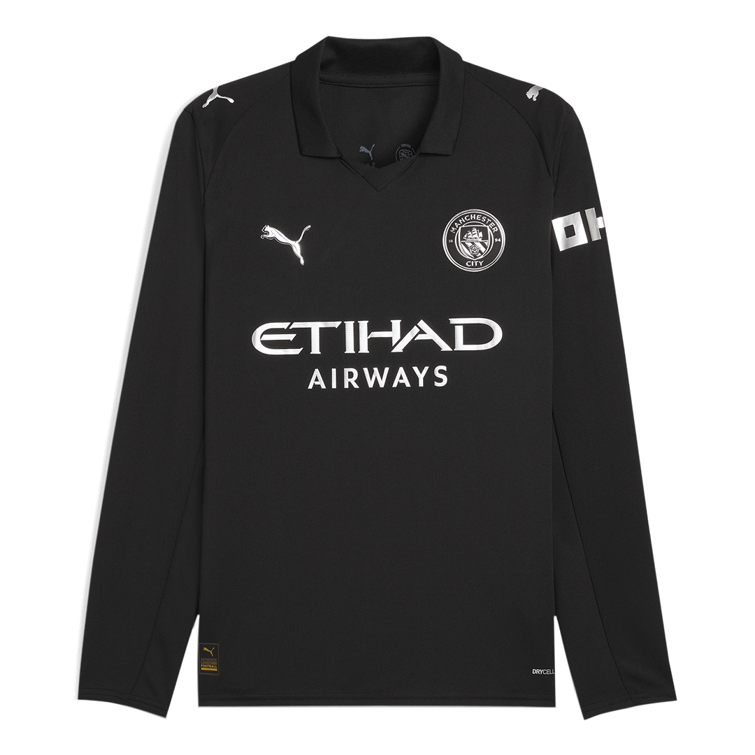 Manchester City Fora Manga comprida Camisa 2025/26 Preto