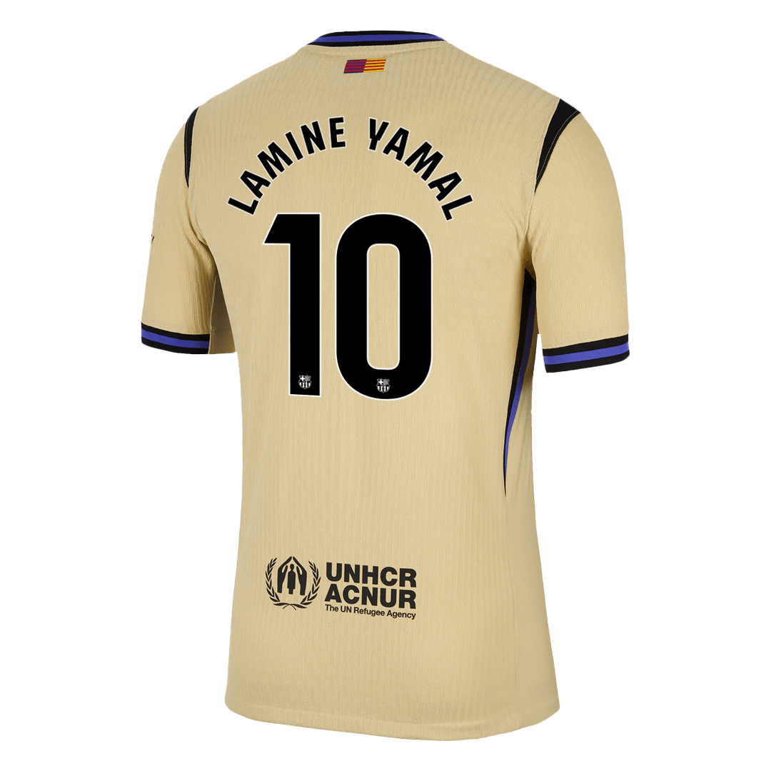Autêntico LAMINE YAMAL #10 Barcelona Fora UCL Futebol Camisas 2025/26 Amarelo - UCL