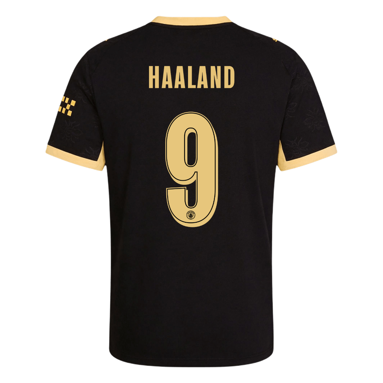 Versão do Jogador HAALAND #9 Manchester City Fora Futebol Camisas 2026/27 Preto - UCL