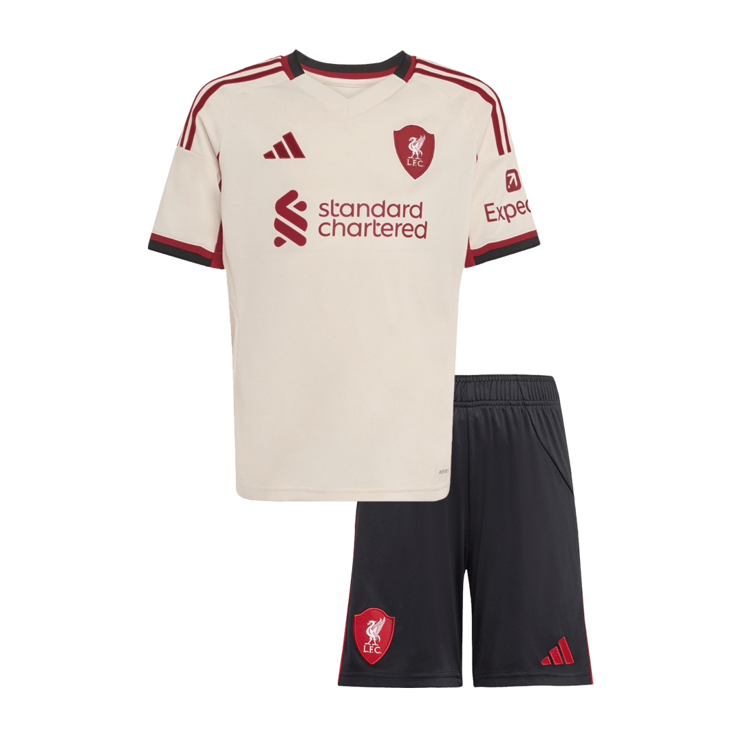 Liverpool
Fora
Camisas Infantis
Conjunto 2025/26
Branco