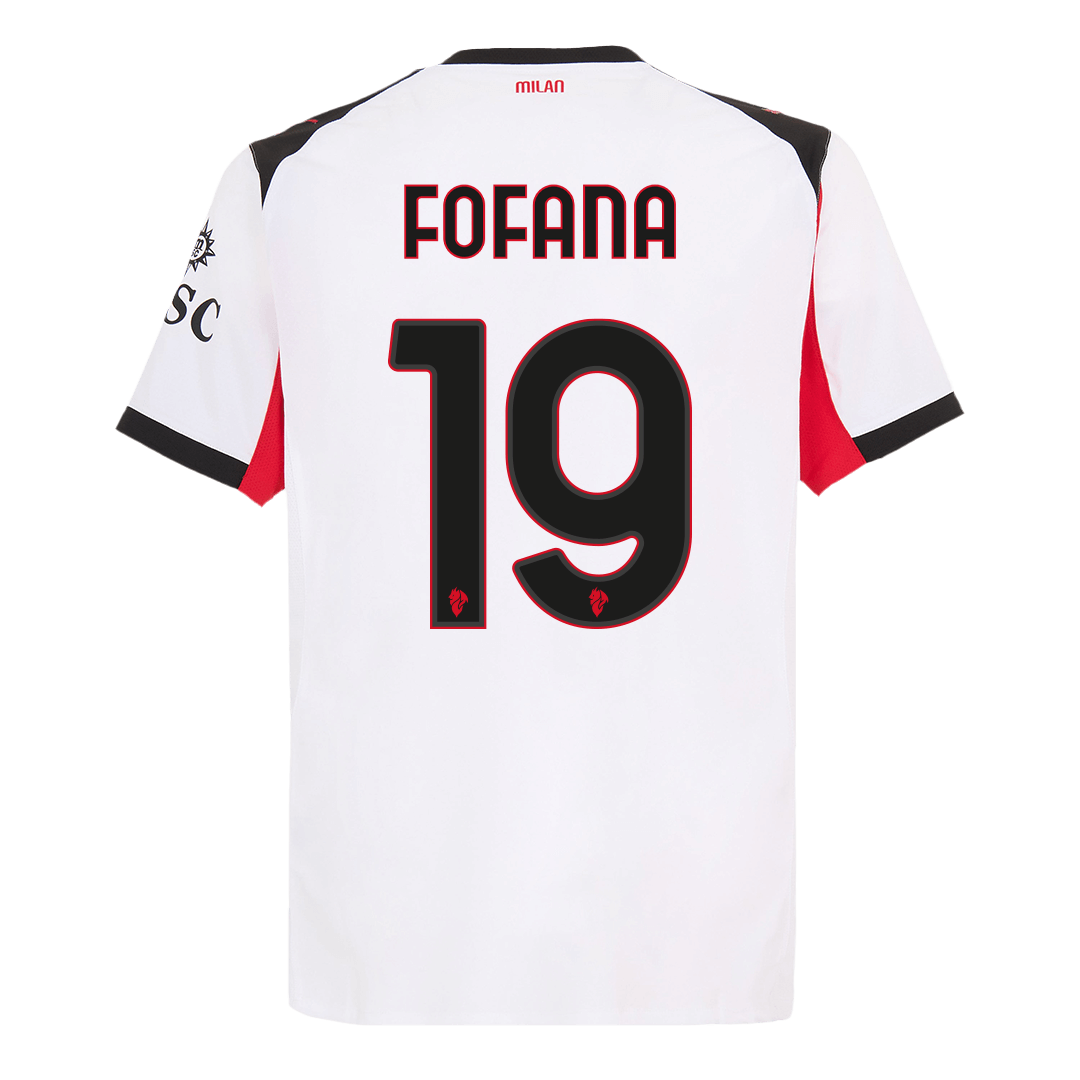 Autêntico FOFANA #19 AC Milan Fora Futebol Camisas 2025/26 Branco