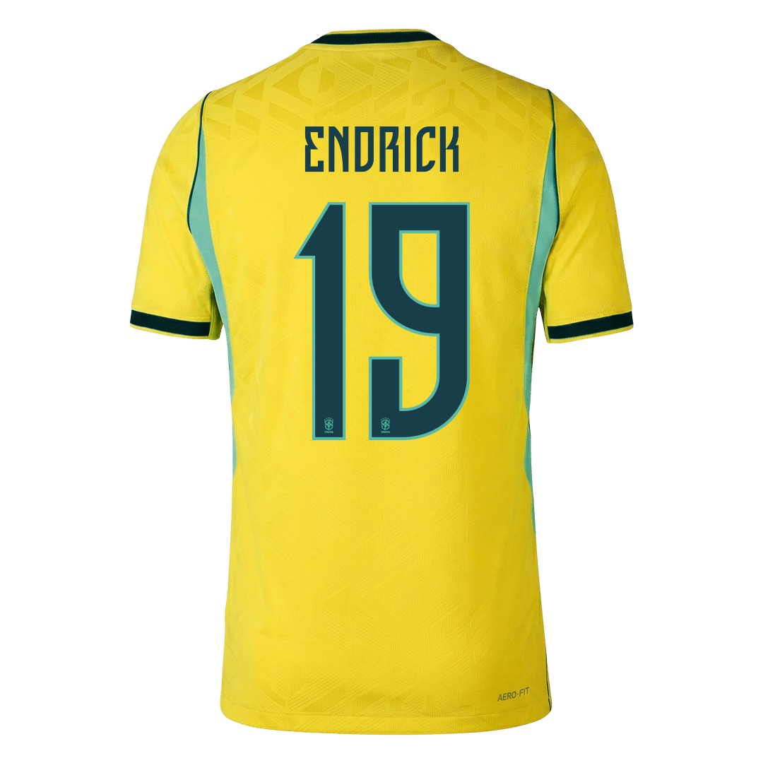 Versão do Jogador ENDRICK #19 Brazil Casa Copa do Mundo Futebol Camisas 2026 Amarelo