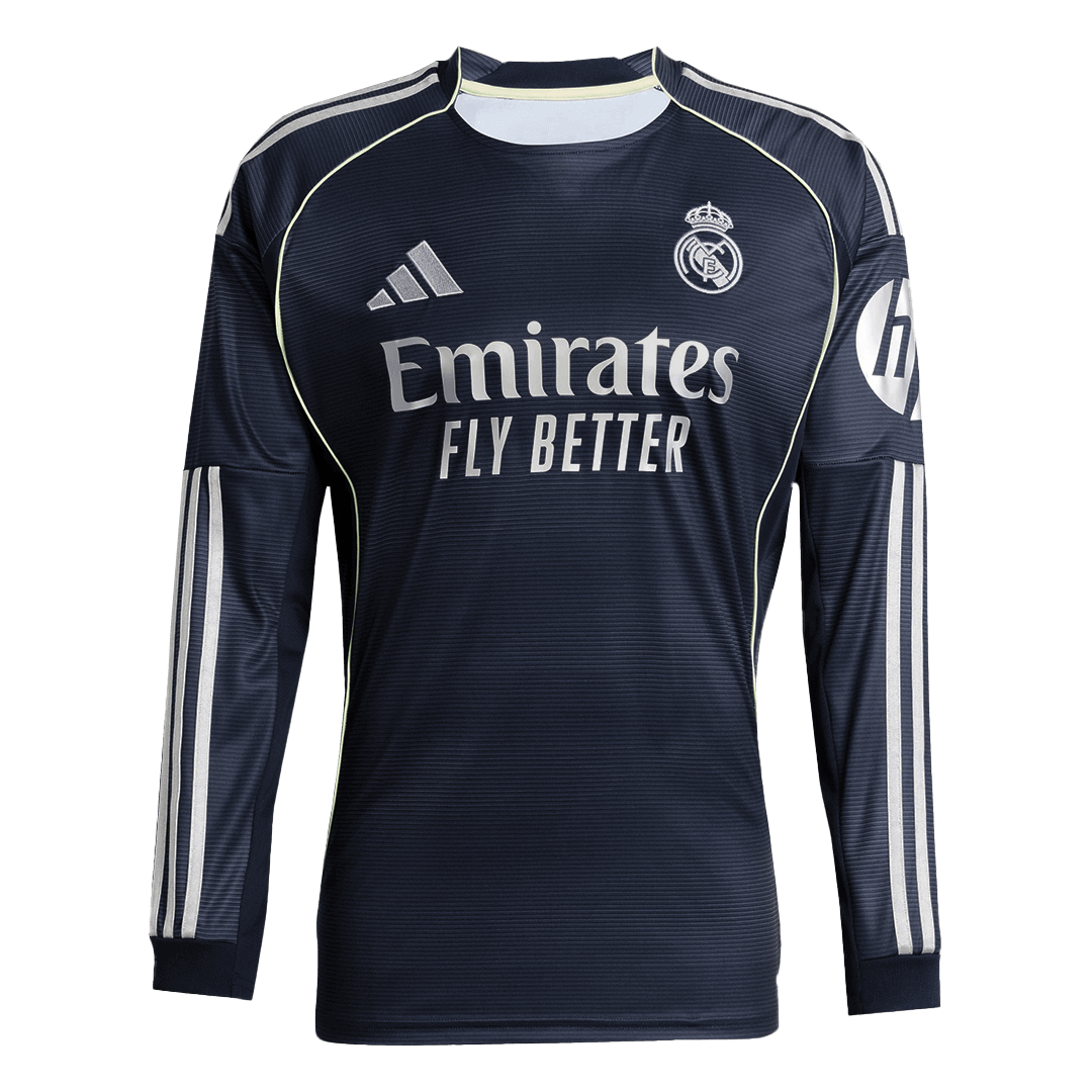 Real Madrid Fora Manga Longa Futebol Camisa 2025/26 Azul&Marinho