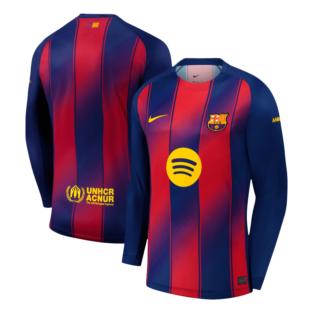 Barcelona Casa Manga comprida Camisa 2025/26 Vermelho&Azul