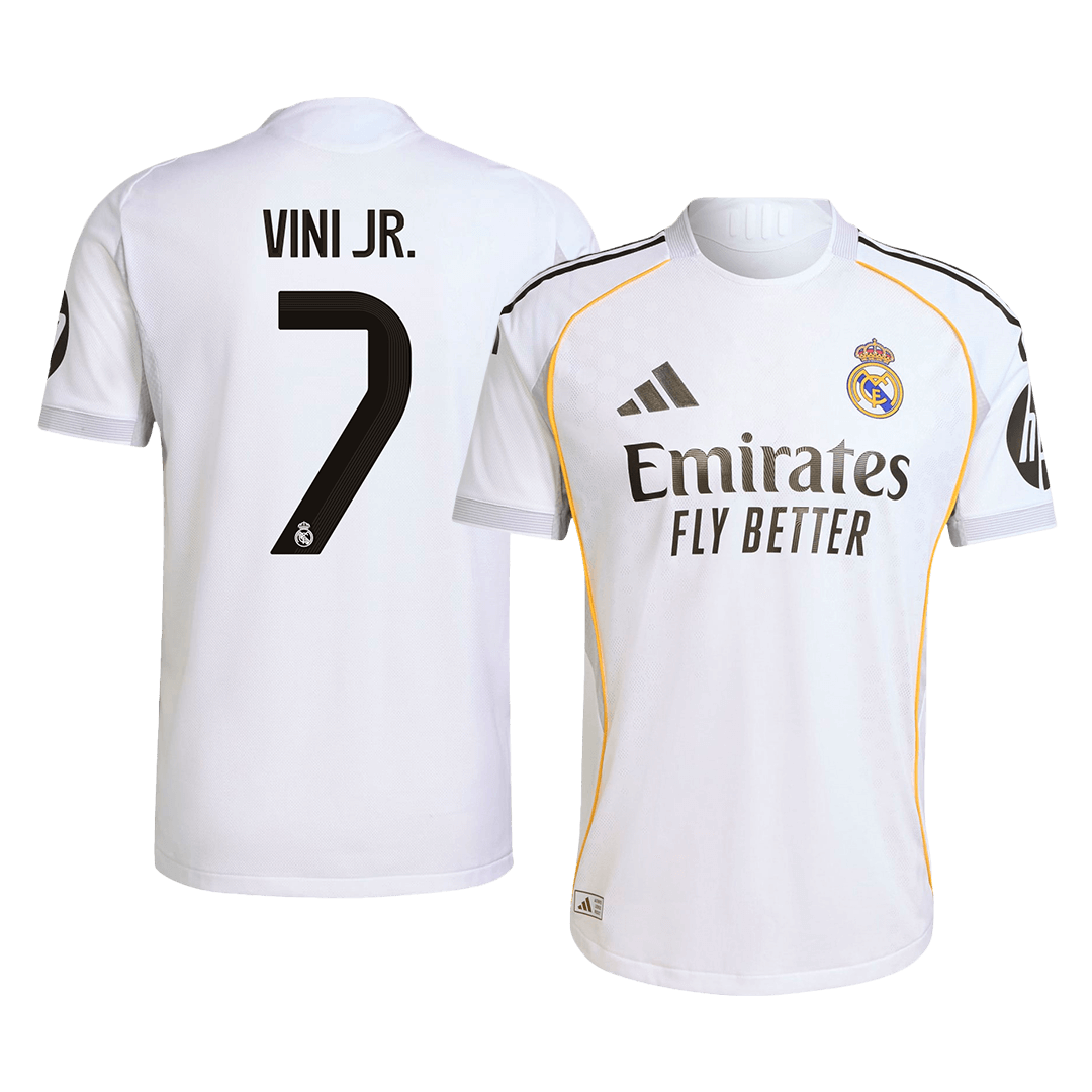 Autêntico VINI JR. #7 Real Madrid Casa Futebol Camisas 2025/26 Branco