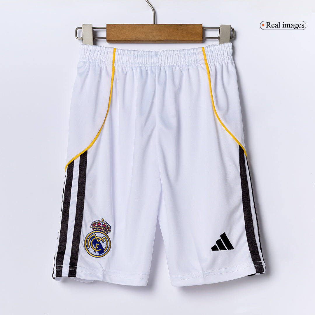 Infantil Real Madrid Casa Futebol Camisa Conjunto(Camisa+Calção) 2025/26 Branco