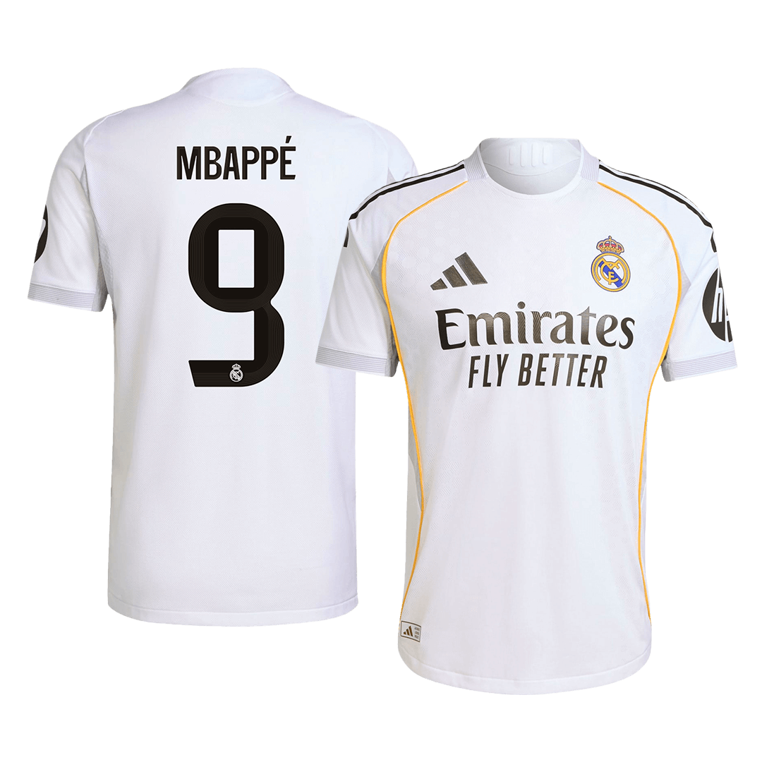Autêntico MBAPPÉ #9 Real Madrid Casa Futebol Camisas 2025/26 Branco
